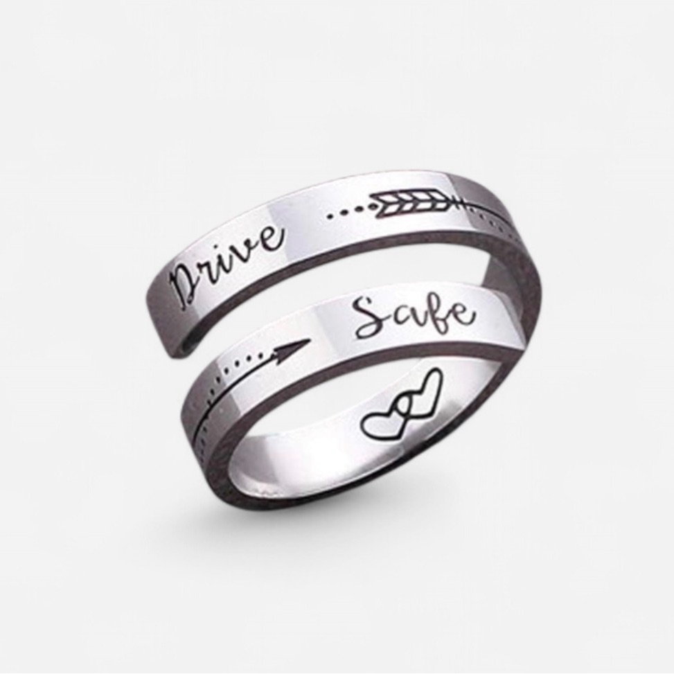 Silver 'Drive Safe' Wrap Ring